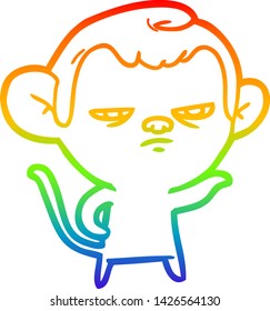 rainbow gradient line drawing of a cartoon monkey