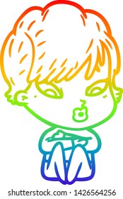 dibujo de una mujer de dibujos animados con gradiente de arco iris