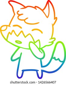 dibujo de línea de degradado de arco iris de un zorro de dibujos animados