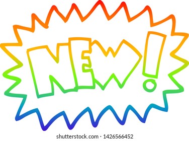 rainbow gradient line drawing of a cartoon new symbol