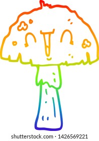 rainbow gradient line drawing of a cartoon mushroom