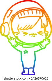 Regenbogengradientenzeichnung einer Astronautin