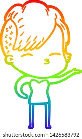 dibujo de una chica de la caricatura con gradiente de arco iris