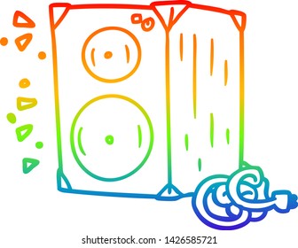 rainbow gradient line drawing of a cartoon amplifier