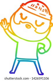 rainbow gradient line drawing of a cartoon man with beard