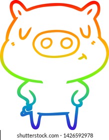 Regenbogengradientenzeichnung eines Schweines mit einem Cartoon-Gehalt