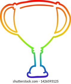 dibujo de una línea de degradado de arco iris de un trofeo deportivo de dibujos animados
