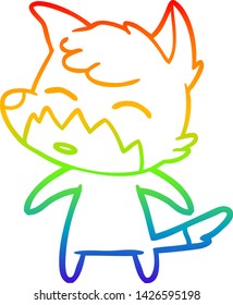 rainbow gradient line drawing of a cartoon fox