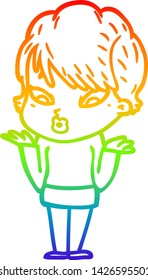 dibujo de una mujer de dibujos animados con gradiente de arco iris
