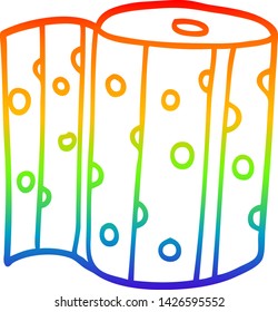 dibujo de línea de gradiente de arco iris de un rollo de cocina de dibujos animados