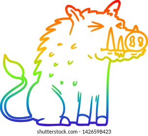 Regenbogengradientenzeichnung eines Cartoon Warthos