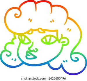 dibujo de una cara femenina de dibujos animados con gradiente de arco iris