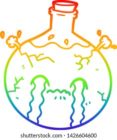 rainbow gradient line drawing of a cartoon cracking potion