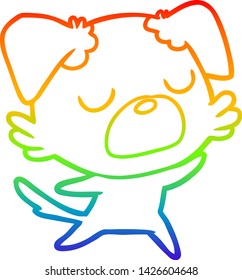 dibujo de línea de gradiente de arco iris de un perro caricaturista