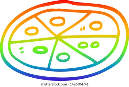 Regenbogen-Farbverlauf-Zeichnung einer Cartoon-Pizza