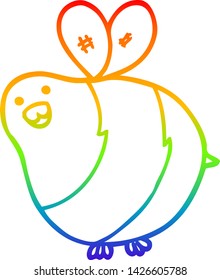 rainbow gradient line drawing of a cartoon bee