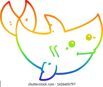 Regenbogengradientenzeichnung eines Cartoon-Hais