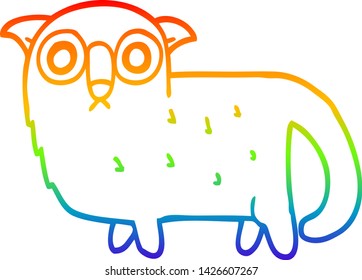 rainbow gradient line drawing of a cartoon funny cat