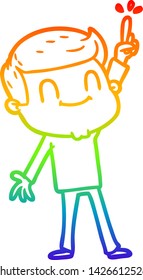 rainbow gradient line drawing of a cartoon friendly man