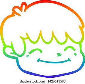 rainbow gradient line drawing of a cartoon male face