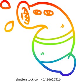 dibujo de línea de gradiente de arco iris de una leyenda del monstruo de la caricatura
