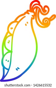 rainbow gradient line drawing of a cartoon peas in pod