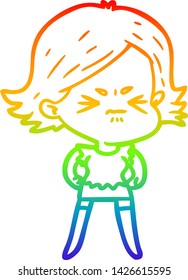 dibujo de la línea de gradiente del arco iris de una mujer enojada