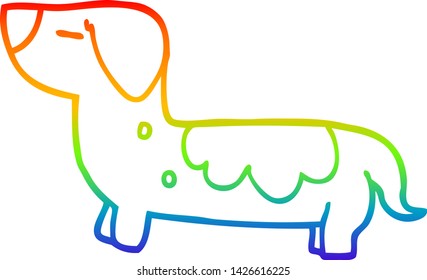 rainbow gradient line drawing of a cartoon dog