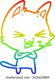 dibujo de una línea de degradado de un gato de dibujos animados silbido