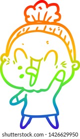 dibujo de una anciana feliz con un degradado de arco iris