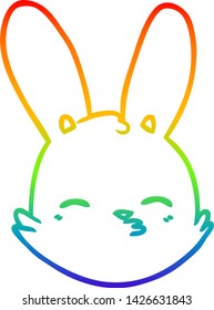 Regenbogen-Farbverlauf-Linie Zeichnung eines Cartoon-Bunny Gesicht unter Berücksichtigung