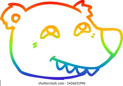 rainbow gradient line drawing of a cartoon polar bear face