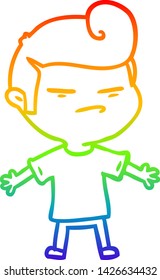 dibujo de una línea de gradiente de arco iris de un tipo fresco de dibujos animados con corte de pelo de moda