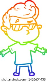 dibujo de una línea de gradiente de arco iris de un tipo genial de caricatura