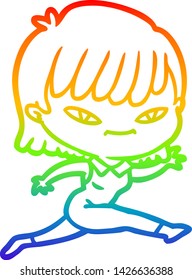 dibujo de una mujer de dibujos animados con gradiente de arco iris