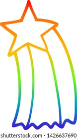 rainbow gradient line drawing of a cartoon shooting star