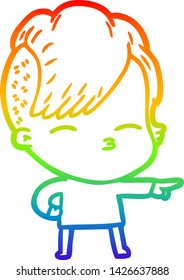 dibujo de una chica de la caricatura con gradiente de arco iris