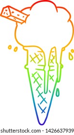 dibujo de una línea de degradado de helado de dibujos animados