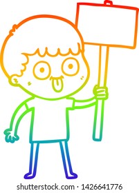 rainbow gradient line drawing of a cartoon man staring