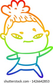 Regenbogengradientenzeichnung einer Cartoon-Frau