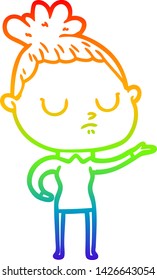 Regenbogen-Farbverlauf-Zeichnung einer Cartoon ruhigen Frau