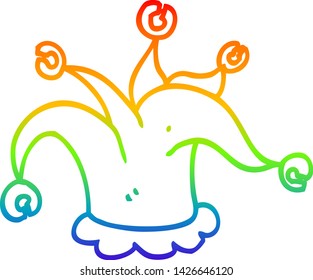Regenbogen-Farbverlauf-Zeichnung eines Cartoon-Jester-Hutes
