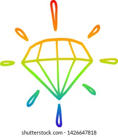 dibujo de línea de gradiente de arco iris de un diamante de tatuaje de dibujos animados