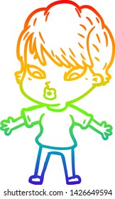 dibujo de una mujer de dibujos animados con gradiente de arco iris