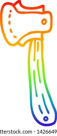 dibujo de la línea del gradiente del arco iris de un hacha largo de dibujos animados