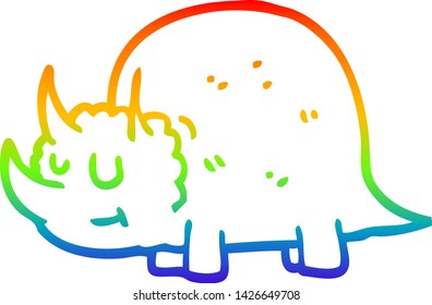 rainbow gradient line drawing of a cartoon prehistoric dinosaur