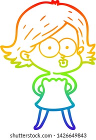 dibujo de una niña de dibujos animados con gradiente de color arcoiris