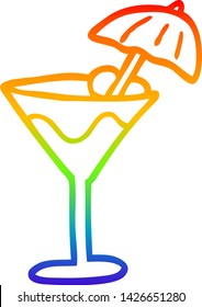 rainbow gradient line drawing of a cartoon cocktail