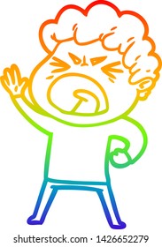Regenbogen-Farbverlauf-Zeichnung eines Cartoons wütenden Mann