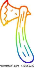 rainbow gradient line drawing of a cartoon axe